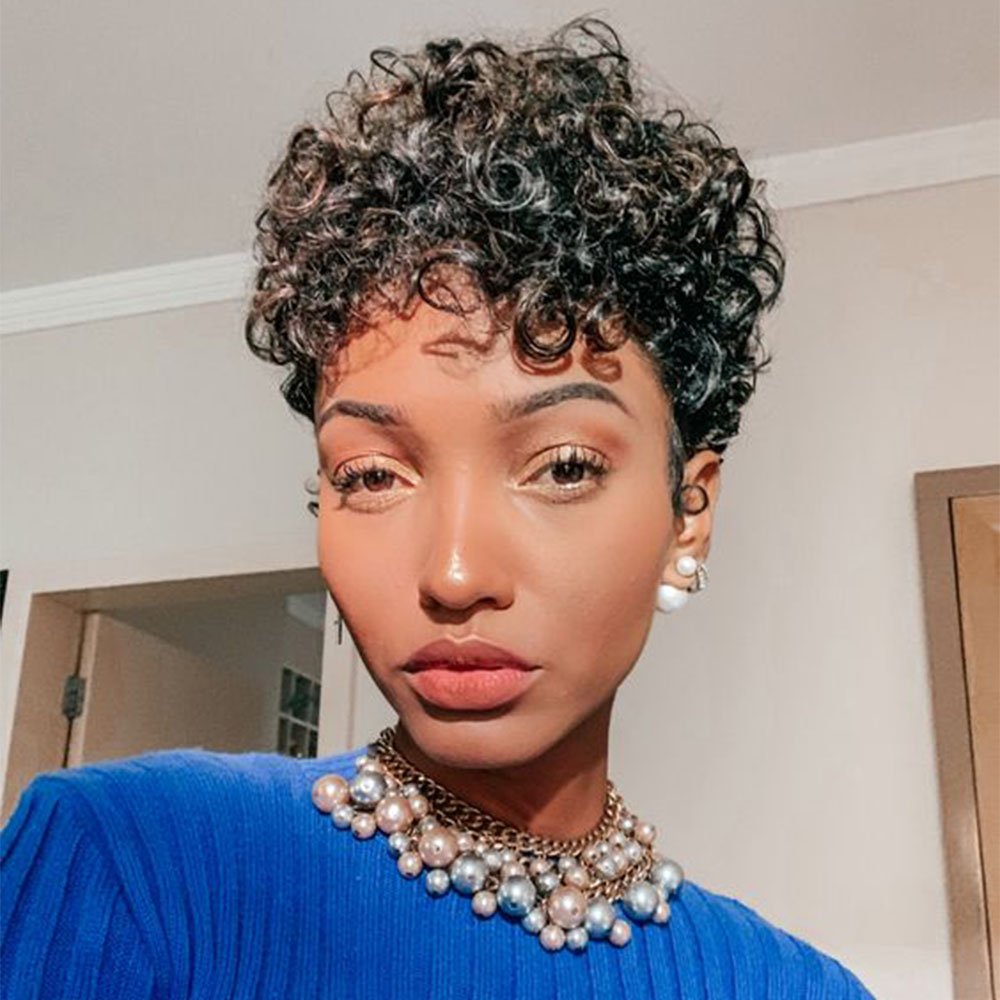 Short Pixie Cut Wig Human Hair Cheap - Korte Pixie Cut Pruik Krullend Menselijk