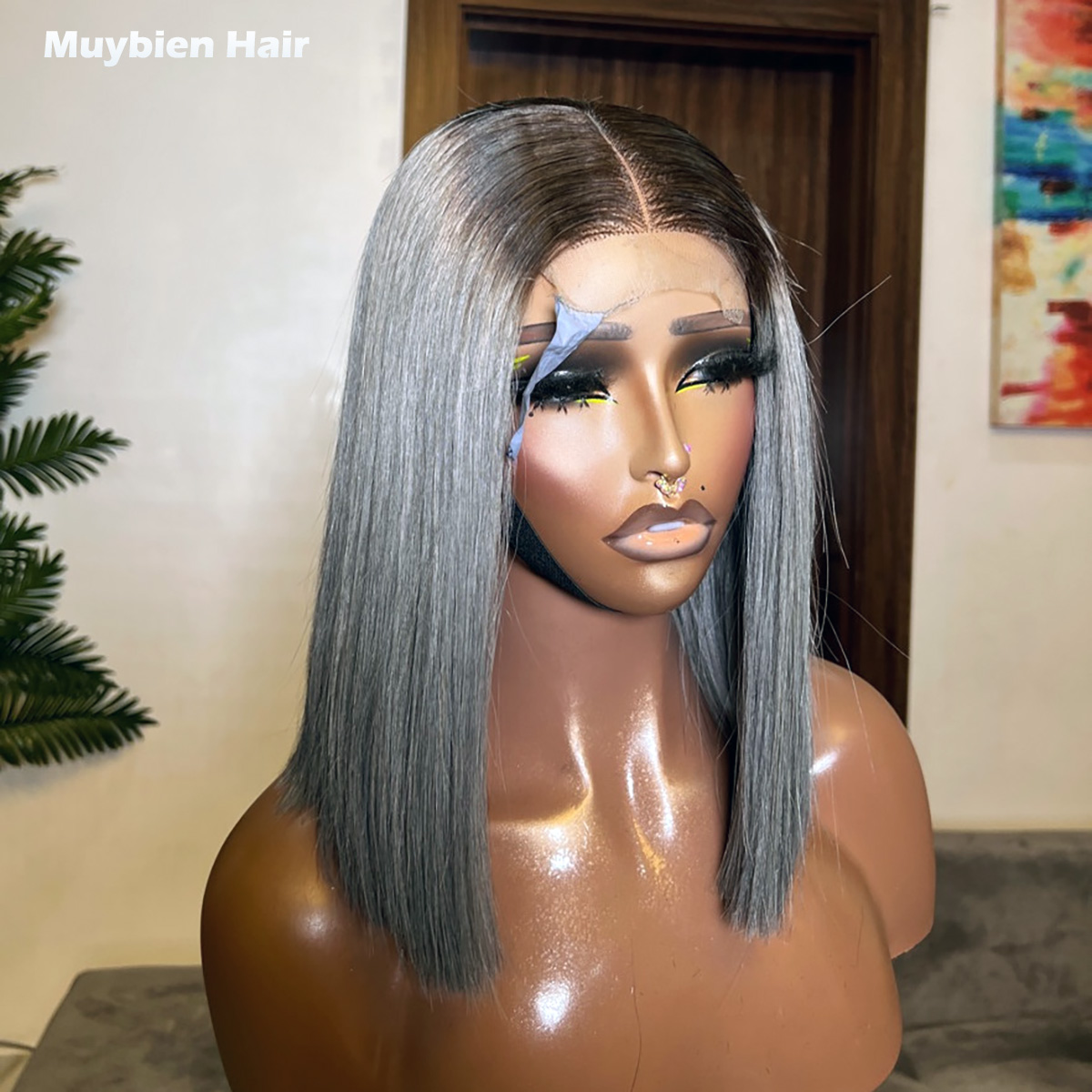 Glueless Wear And Go Human Hair Wig - Super Double Drawn Bone Straight Grijs