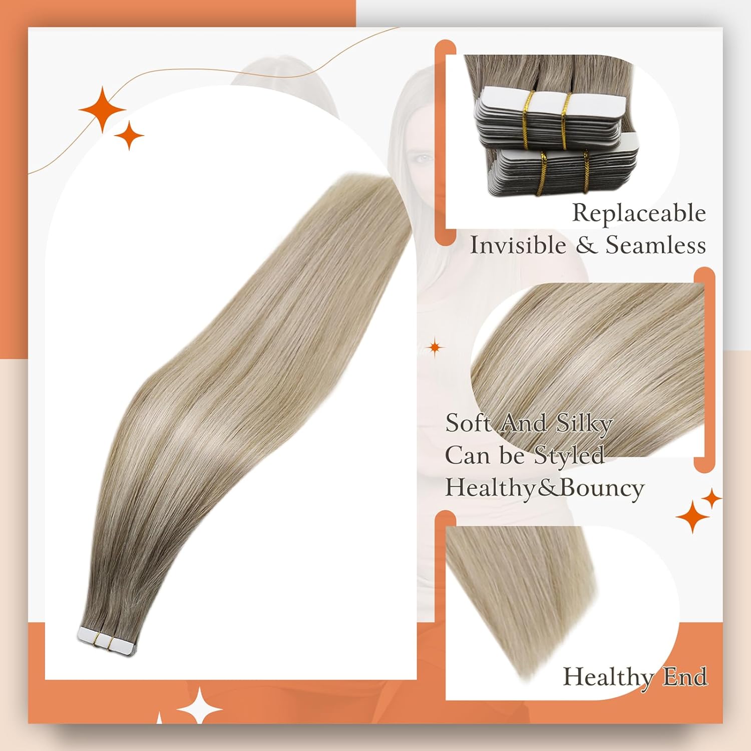 Volledige Glans Tape In Human  - Invisible Tape In Extensions Real Hair recensie en prijs