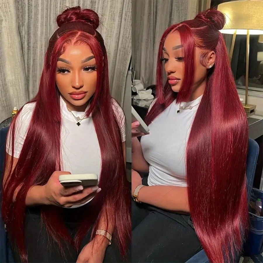 200 Density 99J Bordeauxrood 1 - Hd Lace Frontal Wig Human Hair Pre Plucked recensie en prijs