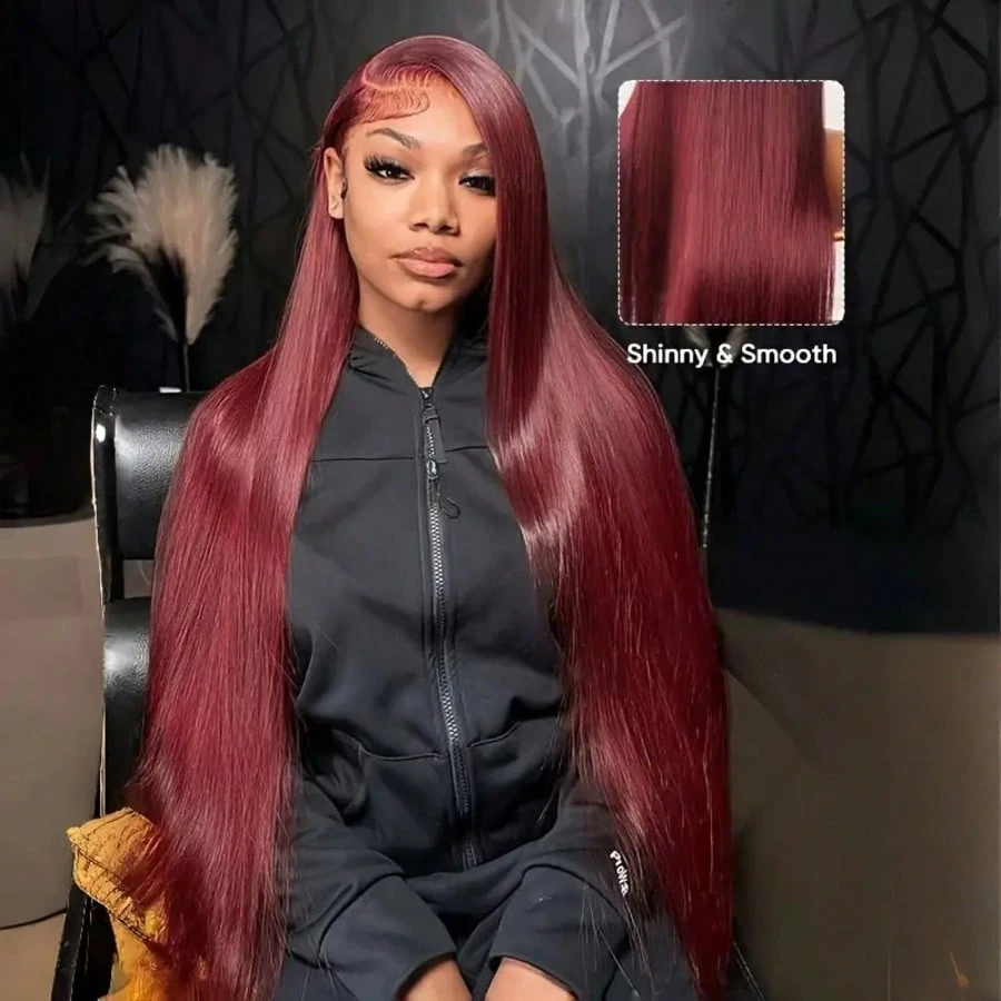 200 Density 99J Bordeauxrood 1 - Hd Lace Frontal Wig Human Hair Pre Plucked recensie en prijs