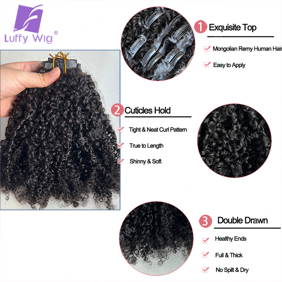 Monglian Afro Kinky Krullend M - Seamless Clip In Hair Extensions Human Hair recensie en prijs