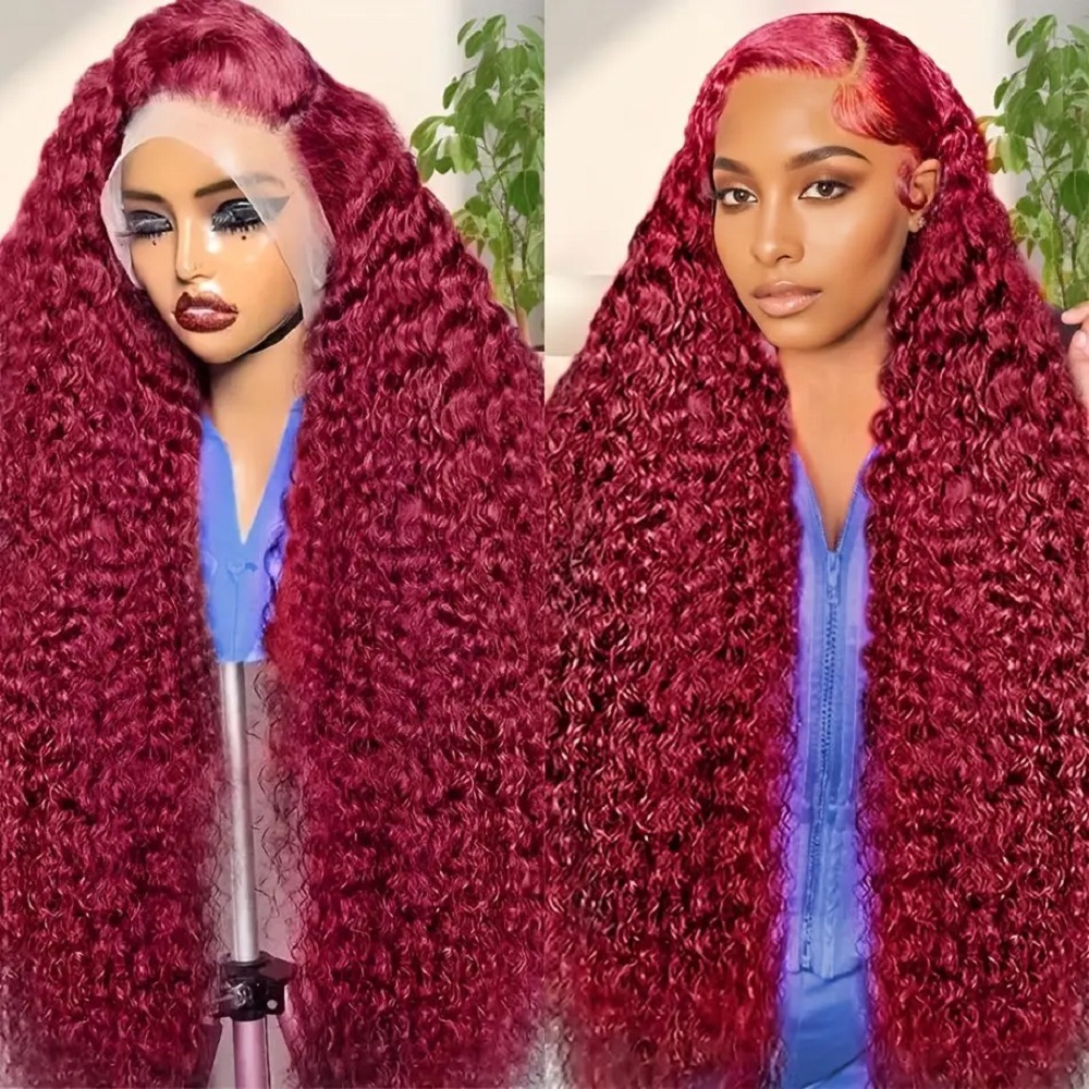 200 Density Burgundy Deep Wave - Lace Front Wigs recensie en prijs
