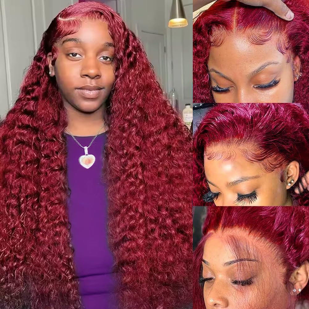 200 Density Burgundy Deep Wave - Lace Front Wigs recensie en prijs